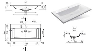 Раковина Эстет Рава ФР-00002613 90см белый